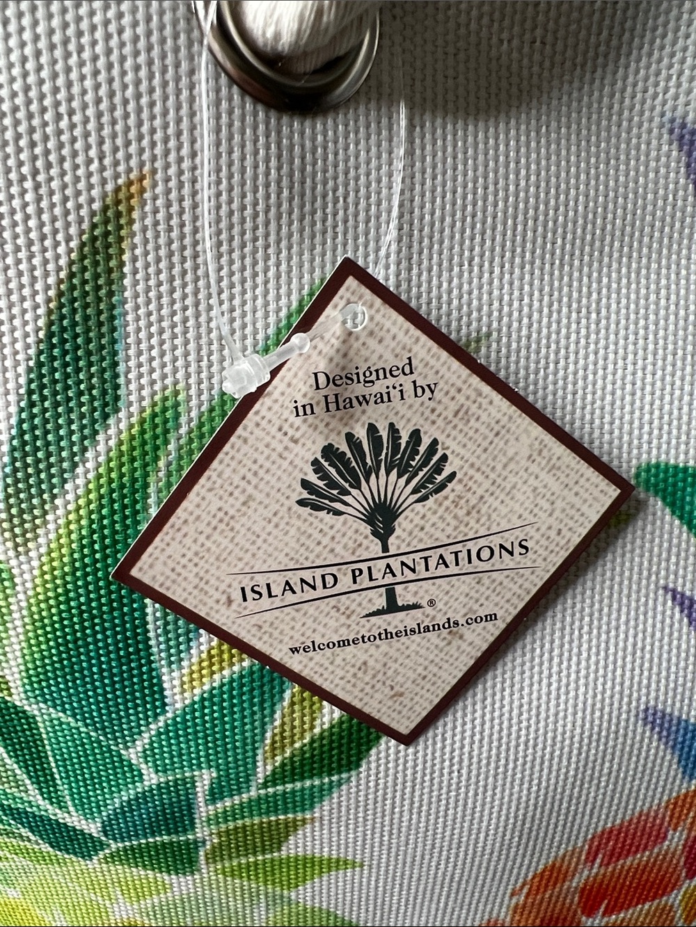 Island Hawaii Tropical Straw & Canvas Pineapple Print Tote Bag with Rope Handle - Picture 11 of 16